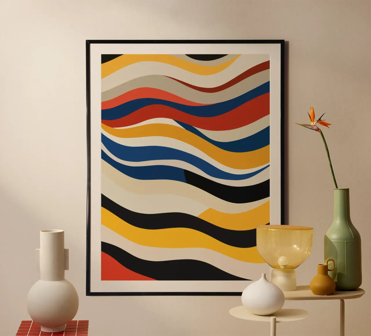 Wavy stripe bauhaus tri color hahnemühle by Little Dean
