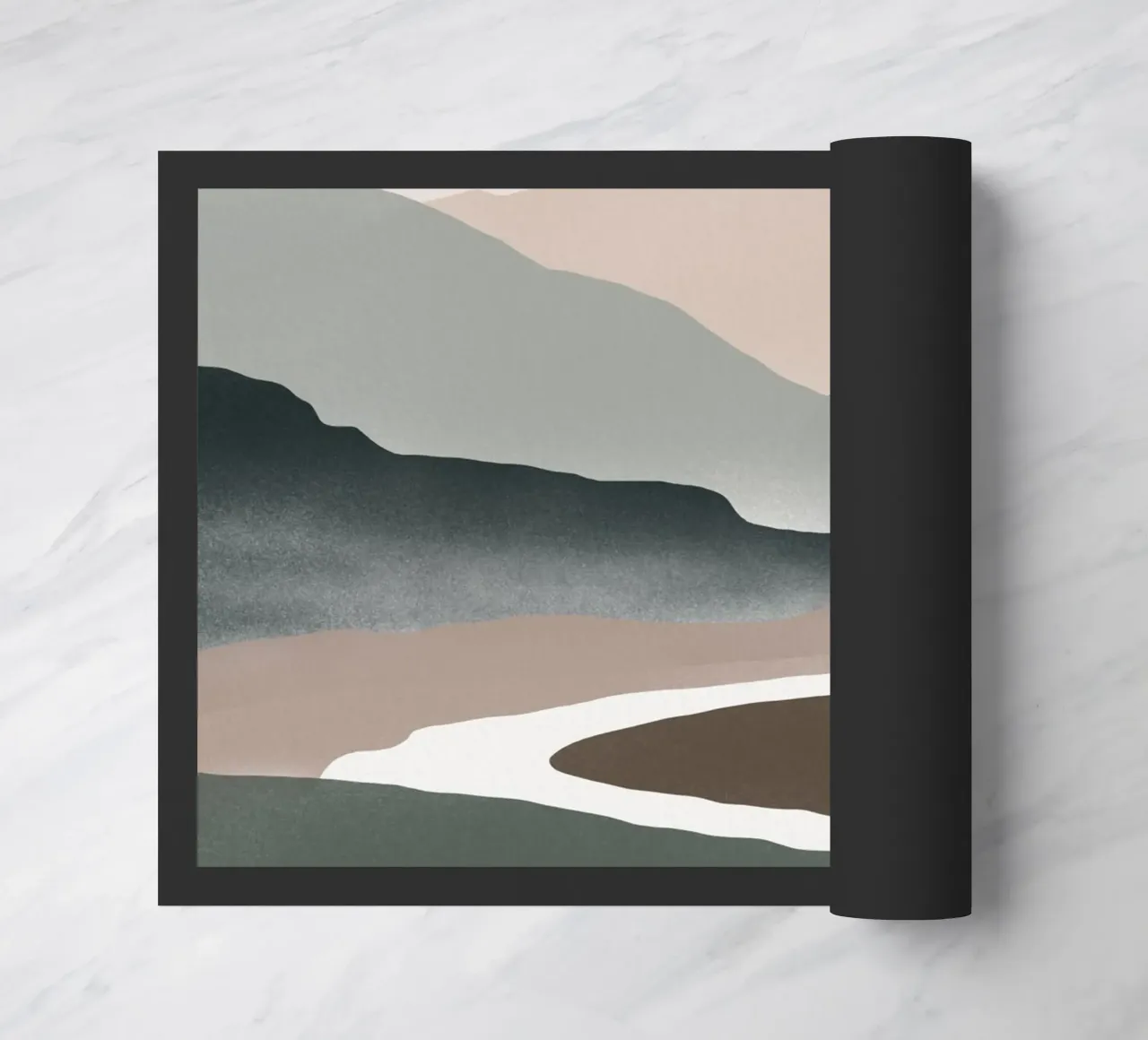 Scandinavian muted color mountain range 02 doormat by Little Dean