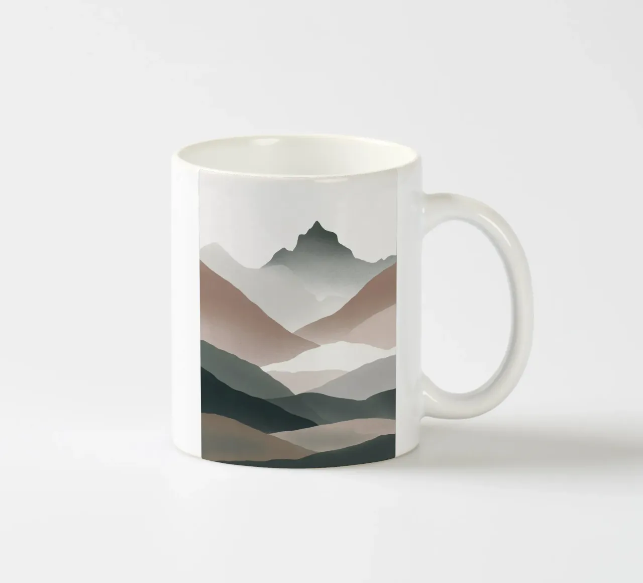 Scandinavian muted color mountain range 01 ceramic mug by Little Dean