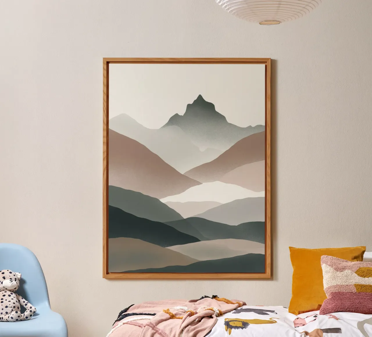Scandinavian muted color mountain range 01 alu-dibond by Little Dean