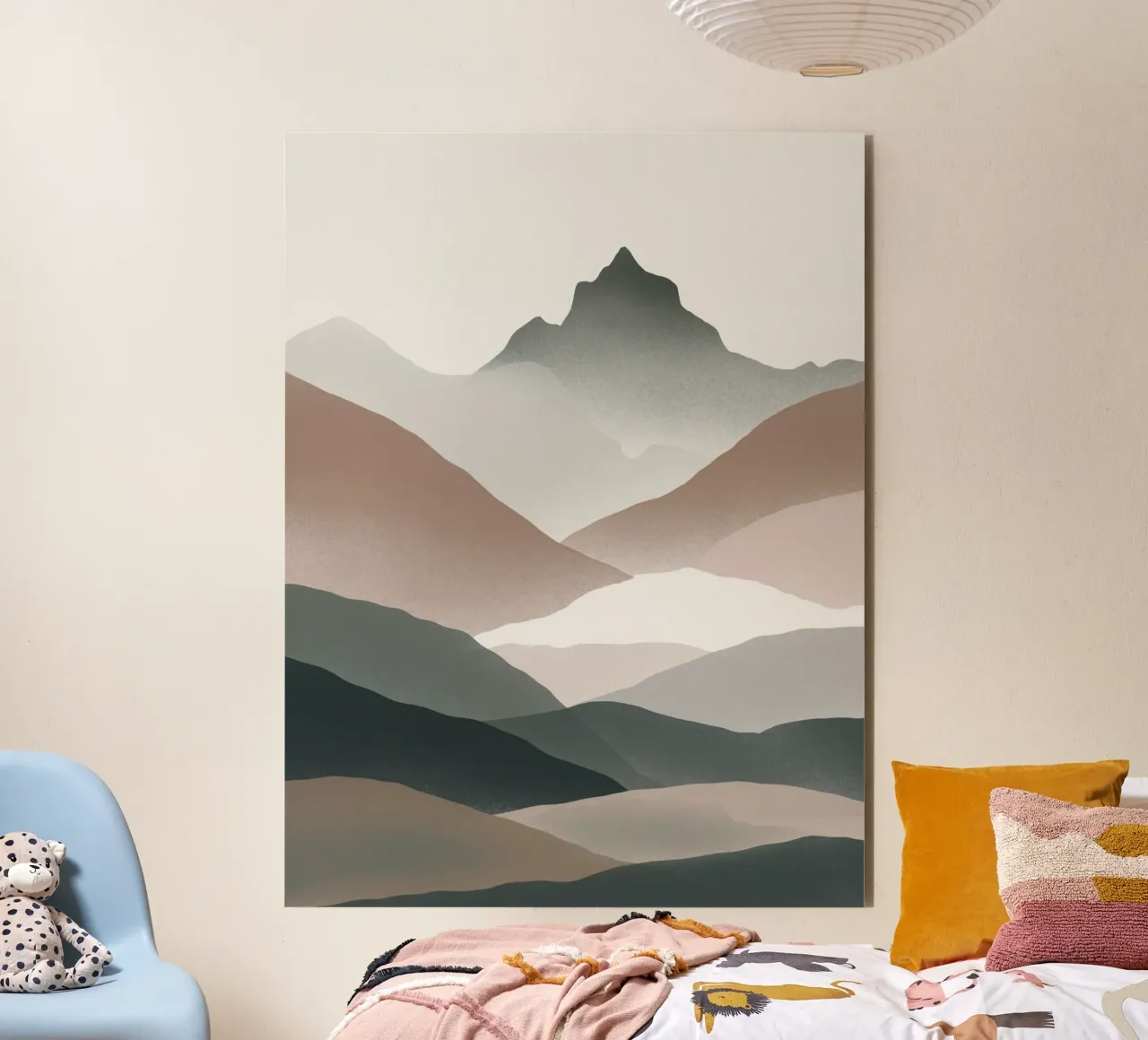 Scandinavian muted color mountain range 01 alu-dibond by Little Dean
