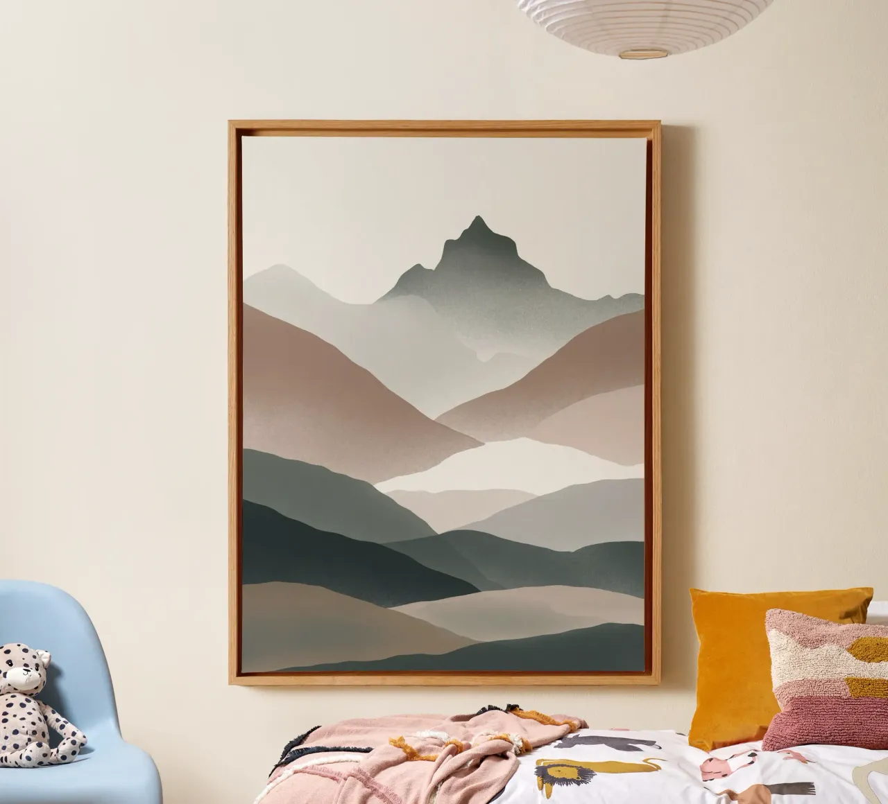 Scandinavian muted color mountain range 01 canvas by Little Dean