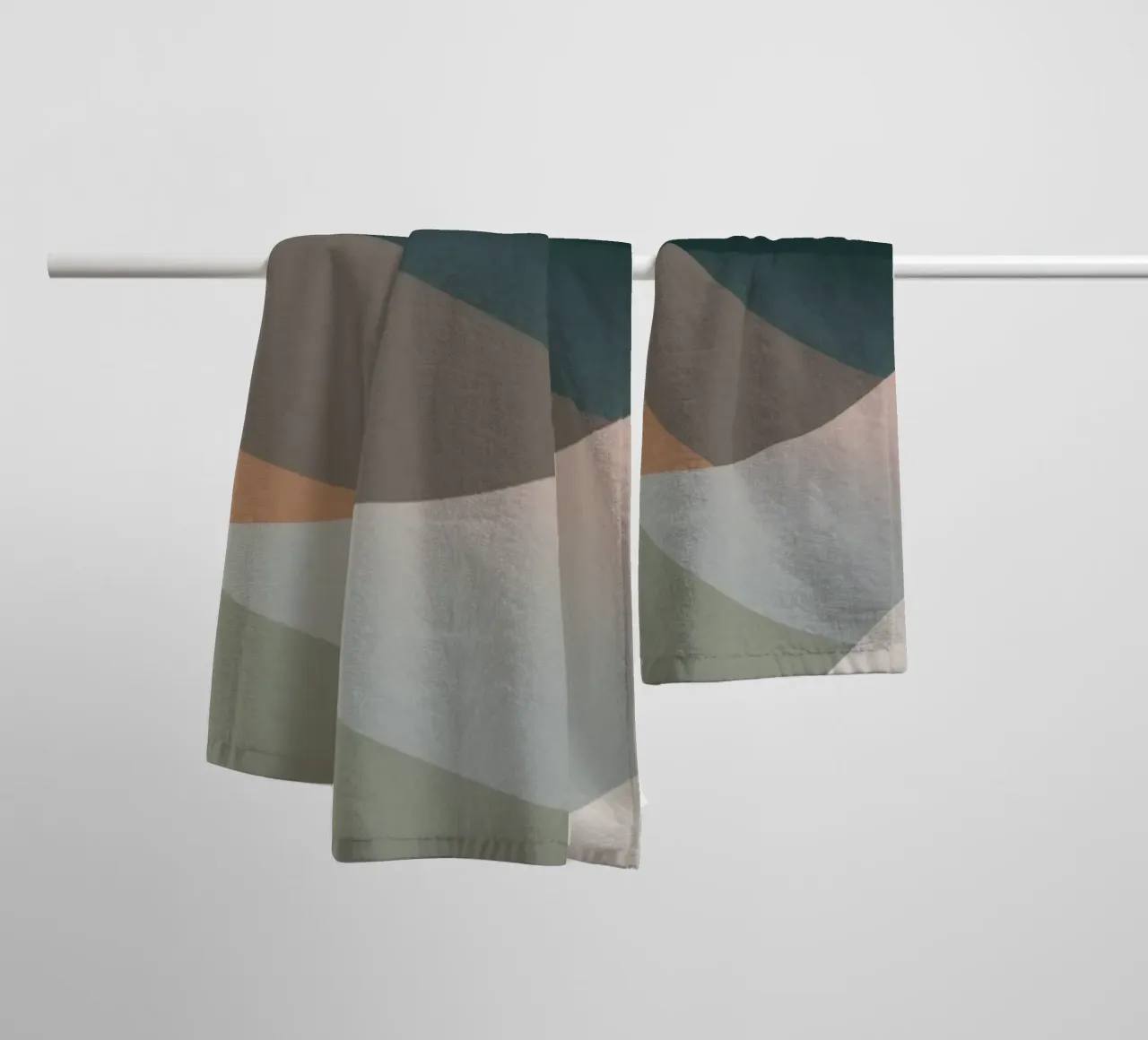 Scandinavian muted color mountain range towel by Little Dean