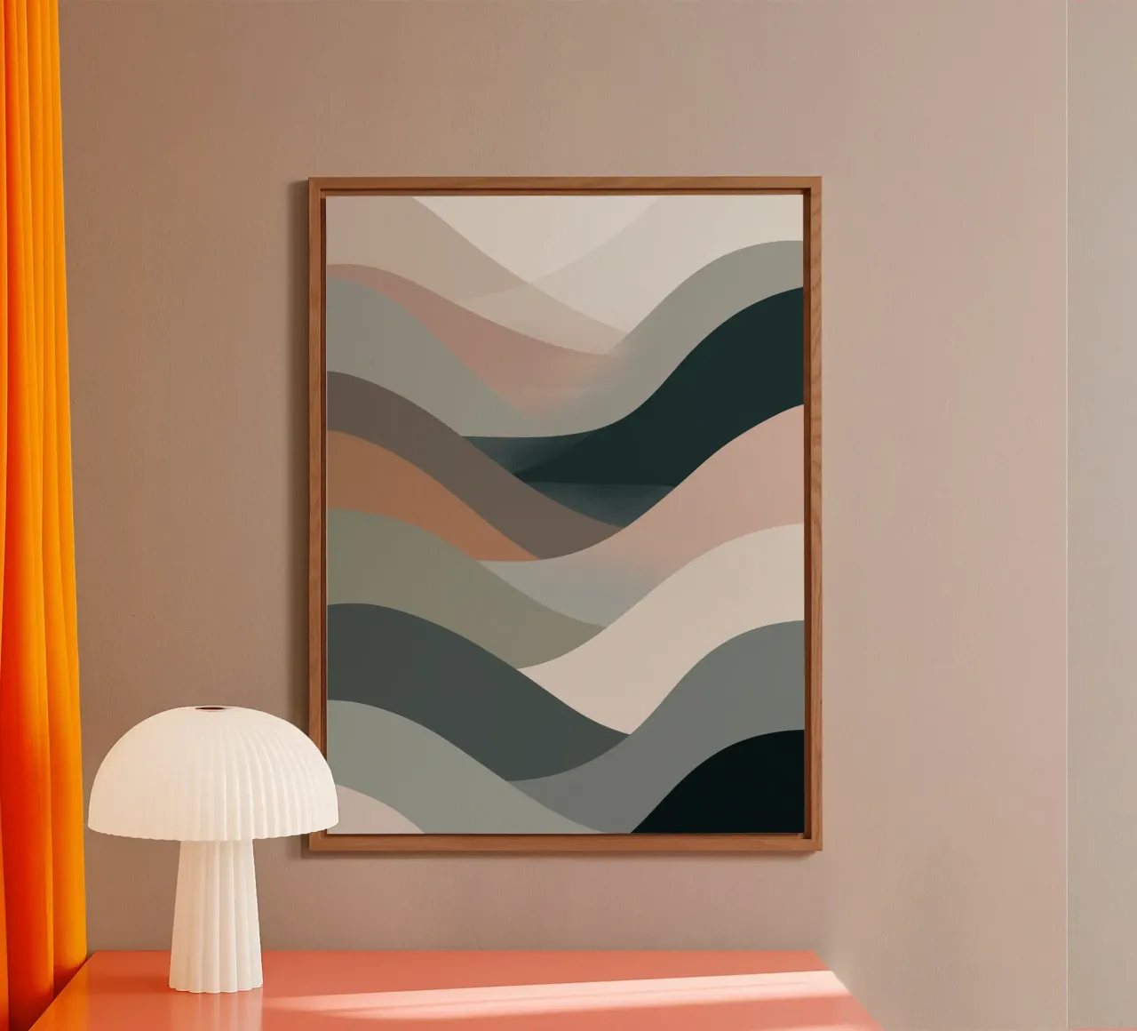 Scandinavian muted color mountain range alu-dibond by Little Dean