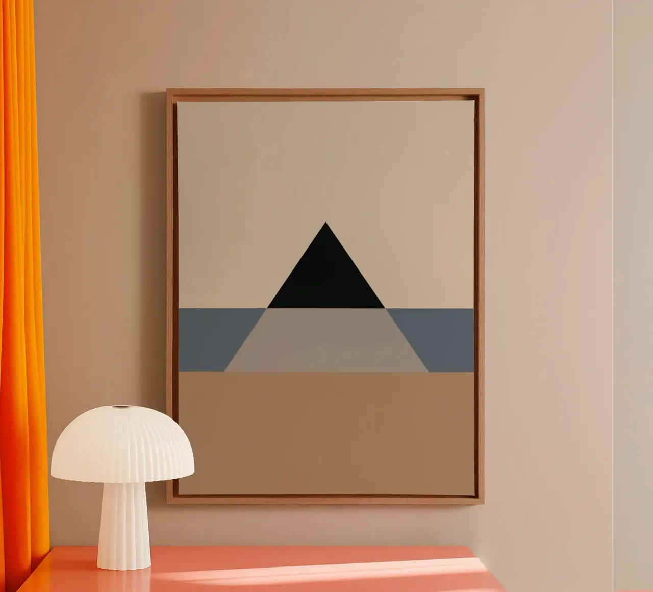 Minimal Muted color geometrical nordic art 06 canvas with Floater frame by Little Dean