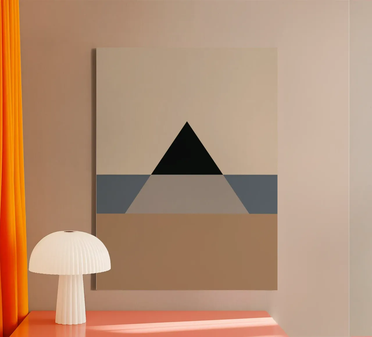 Minimal Muted color geometrical nordic art 06 canvas with Floater frame by Little Dean