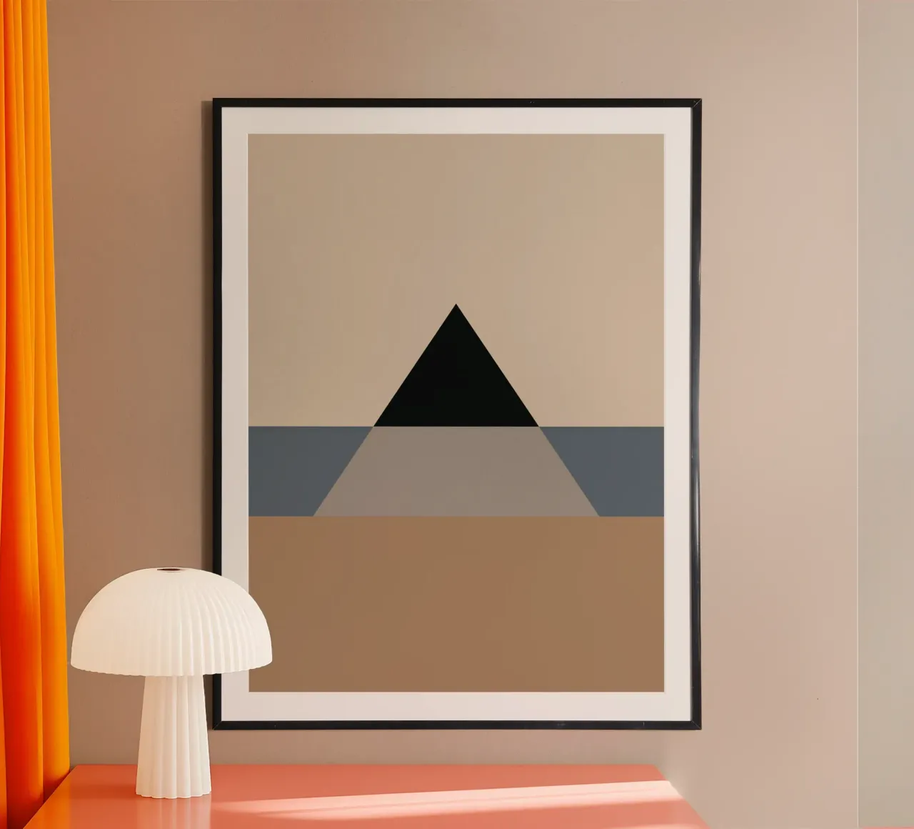 Minimal Colore tenue geometrico arte nordica 06 poster con telaio in legno da Little Dean