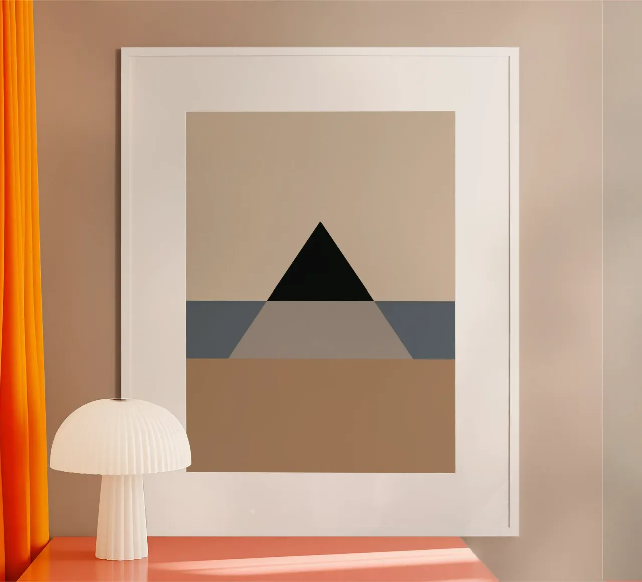 Minimal Colore tenue geometrico arte nordica 06 poster con telaio in legno da Little Dean