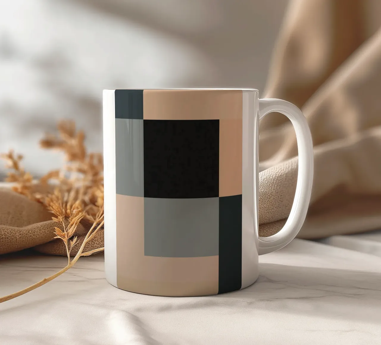 Minimal Muted color geometrical nordic art 02 ceramic mug by Little Dean