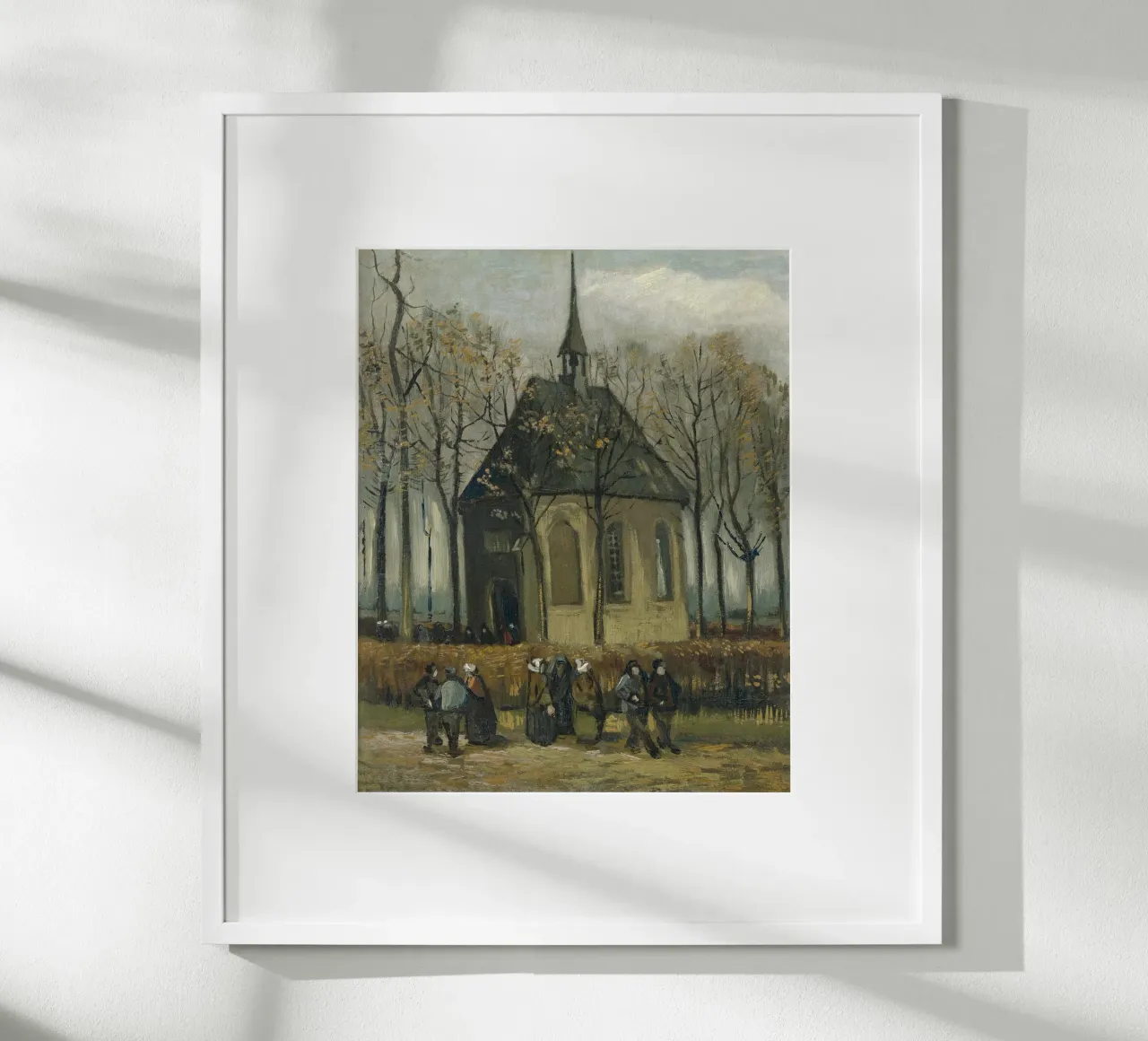 van Gogh, Chiesa di Nuenen con i fedeli poster con telaio in legno da Carinaprint