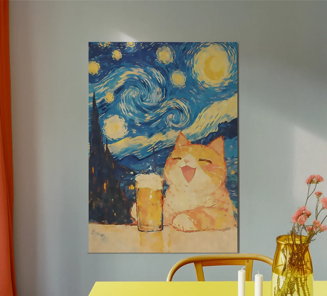 Gatto arancione poster con telaio in plastica da Purrfect Whiskers Art