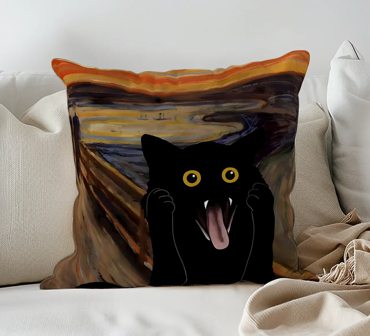 Urlo Miao cuscino da Purrfect Whiskers Art