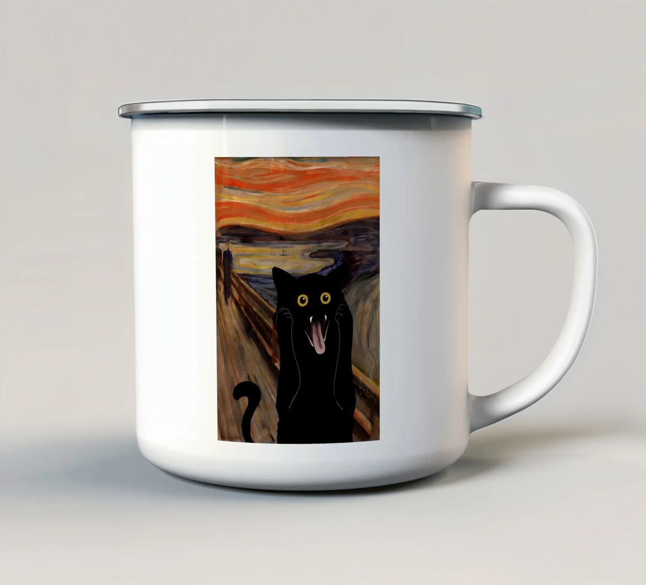 Urlo Miao tazza in smalto da Purrfect Whiskers Art