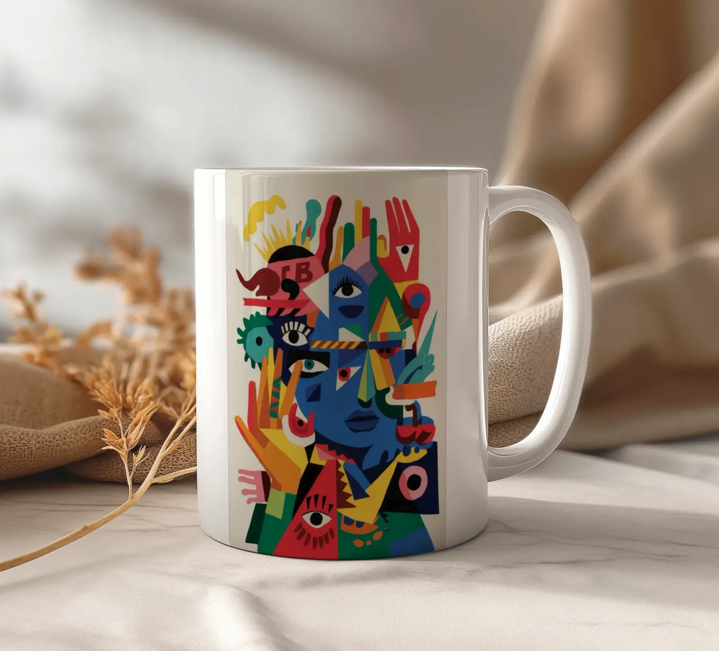 Fragmented Faces ceramic mug by Monarco Virtuoso