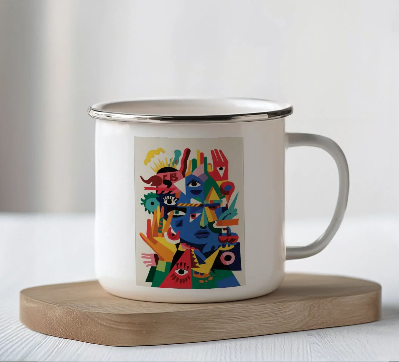 Volti frammentati tazza in smalto da Monarco Virtuoso