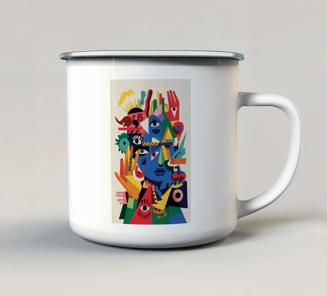 Volti frammentati tazza in smalto da Monarco Virtuoso