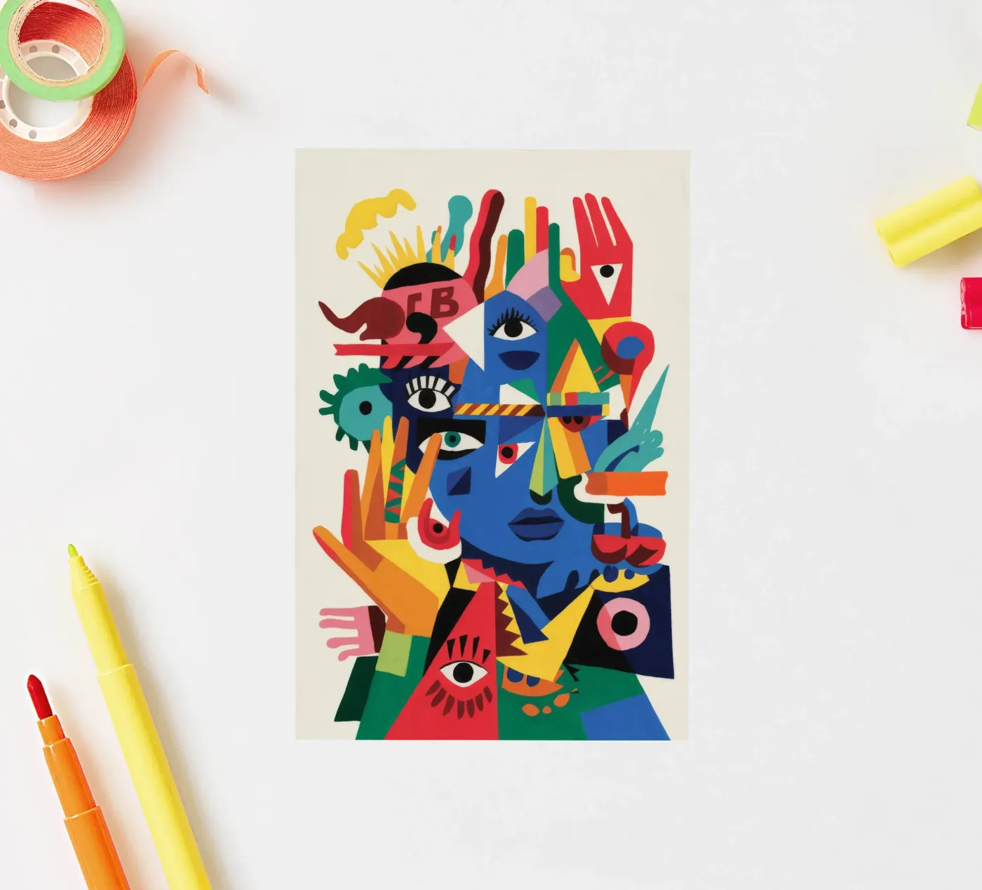 Gefragmenteerde gezichten sticker van Monarco Virtuoso