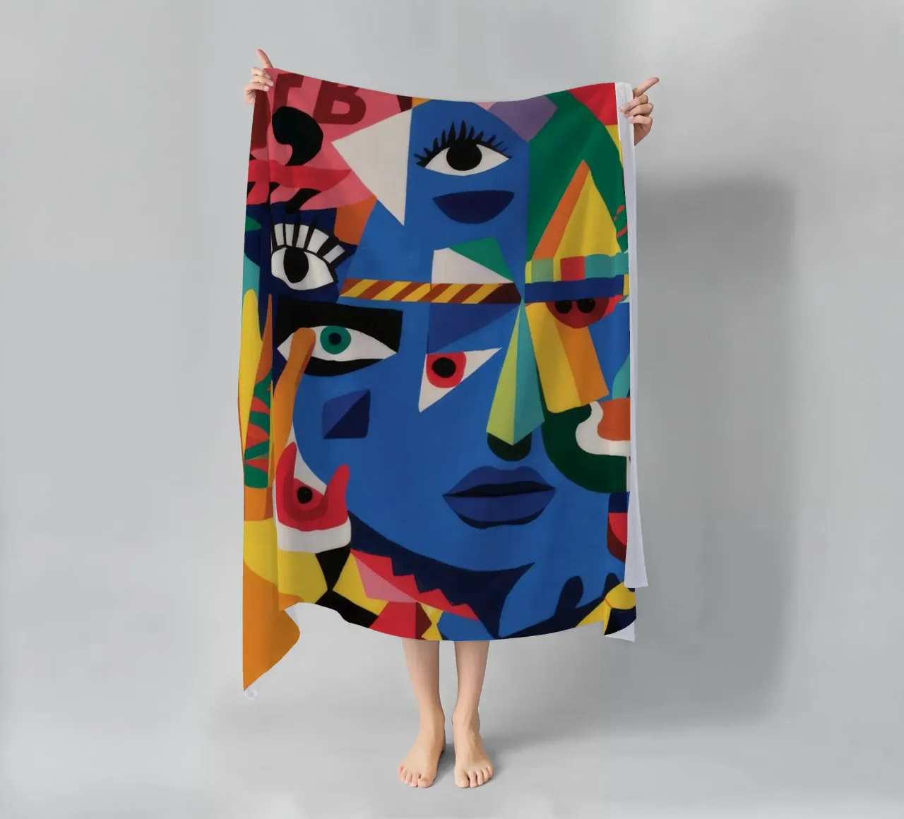 Fragmented Faces beach towel by Monarco Virtuoso