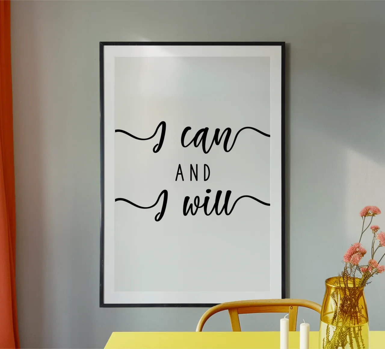 Posso e voglio Motivazionale poster con telaio in plastica da Shark Printables