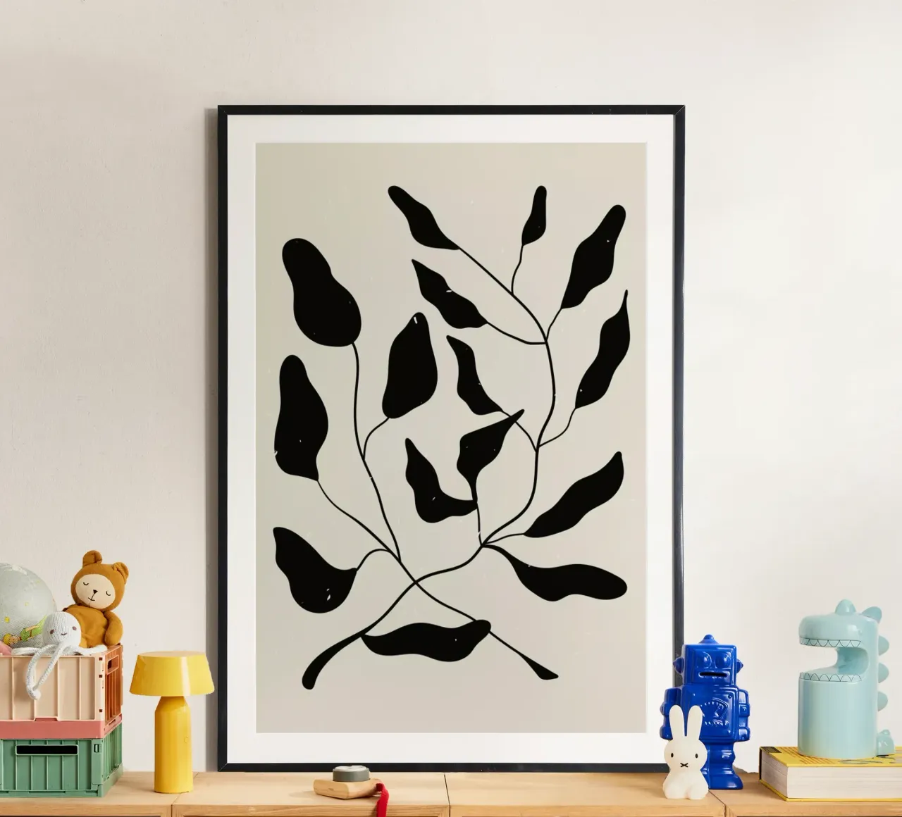 Laurel Leaves poster avec cadre en bois de Graphite