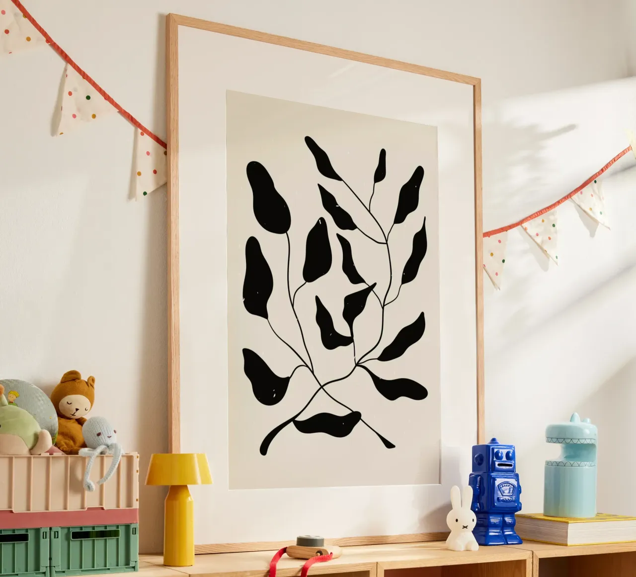 Laurel Leaves poster avec cadre en bois de Graphite