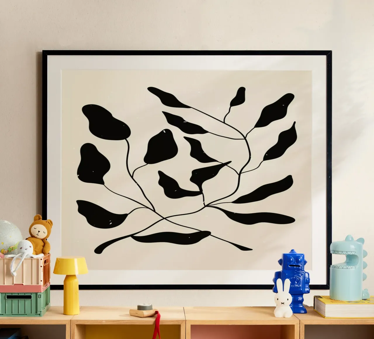 Laurel Leaves poster avec cadre en bois de Graphite