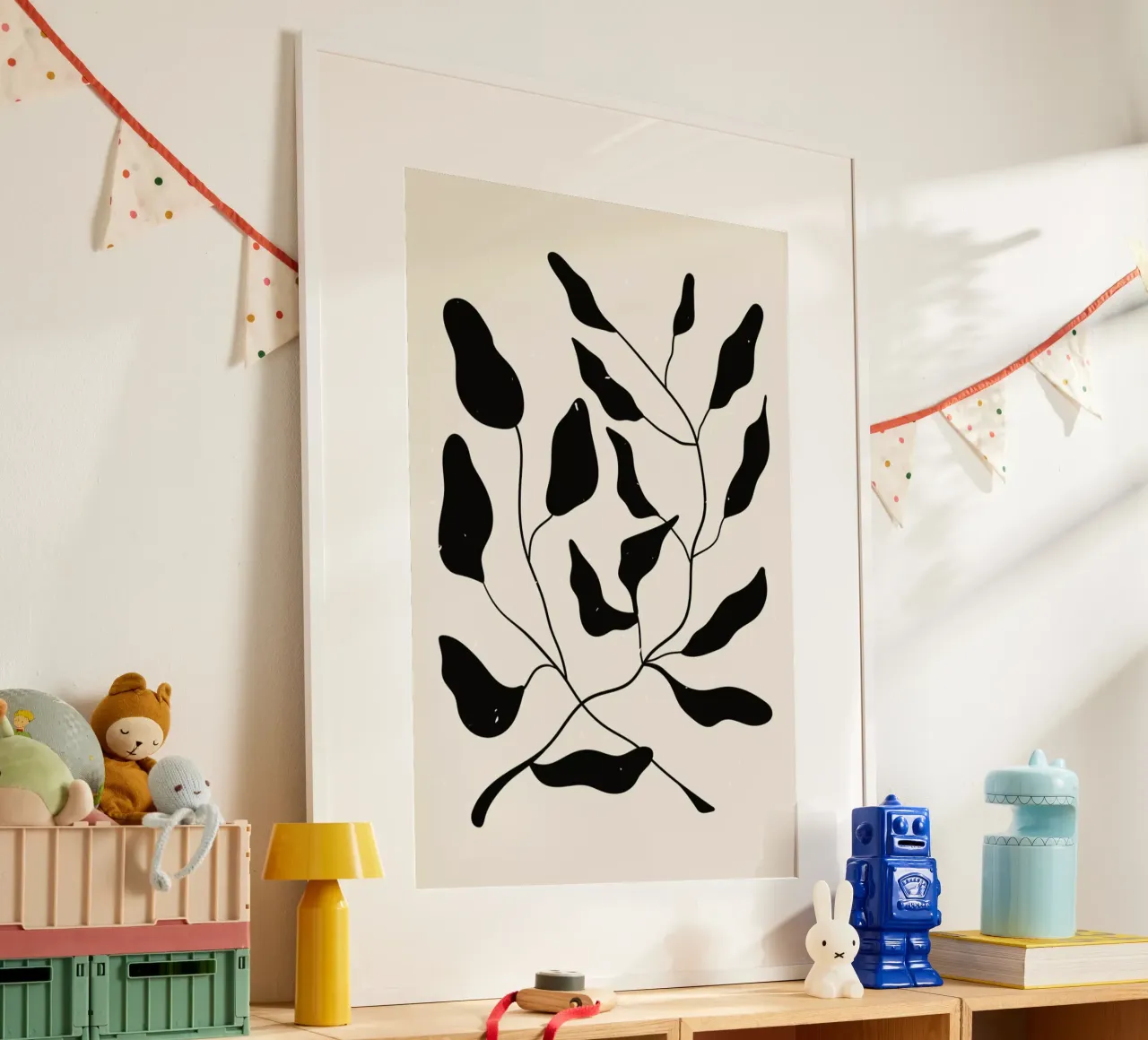 Laurel Leaves poster avec cadre en bois de Graphite