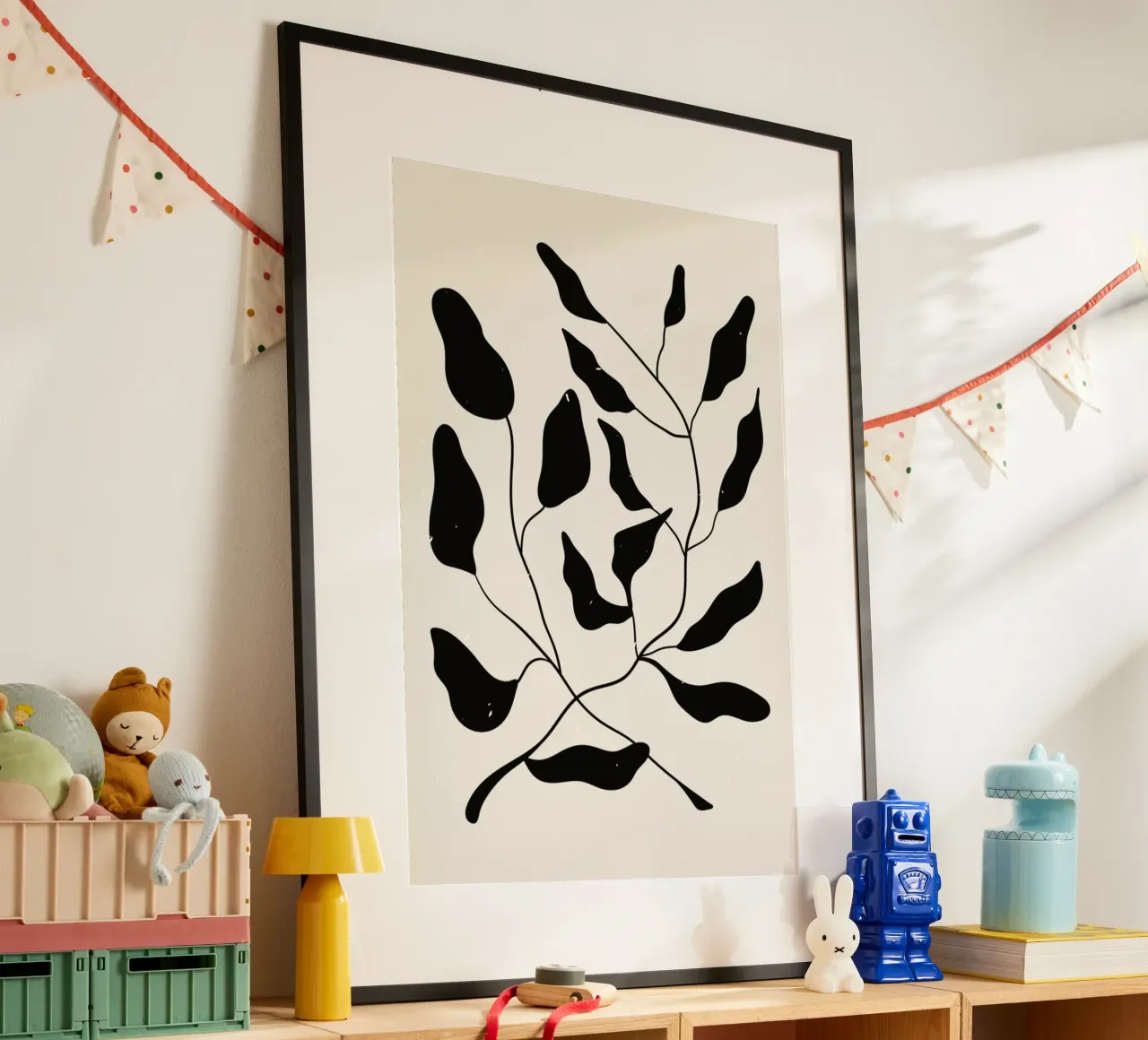 Laurel Leaves poster avec cadre en bois de Graphite