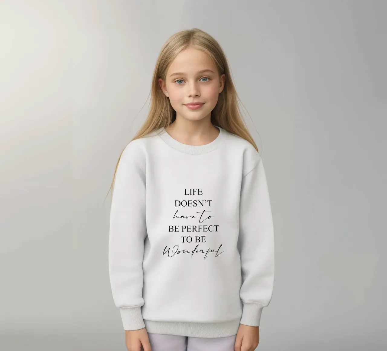 La vita non deve essere perfetta per essere meravigliosa Motivazionale felpa bambino da Shark Printables
