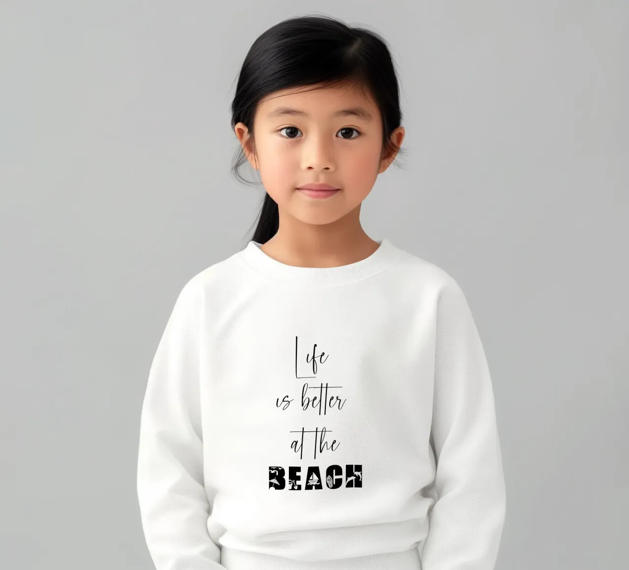 La vita è migliore in spiaggia Estate divertente felpa bambino da Shark Printables