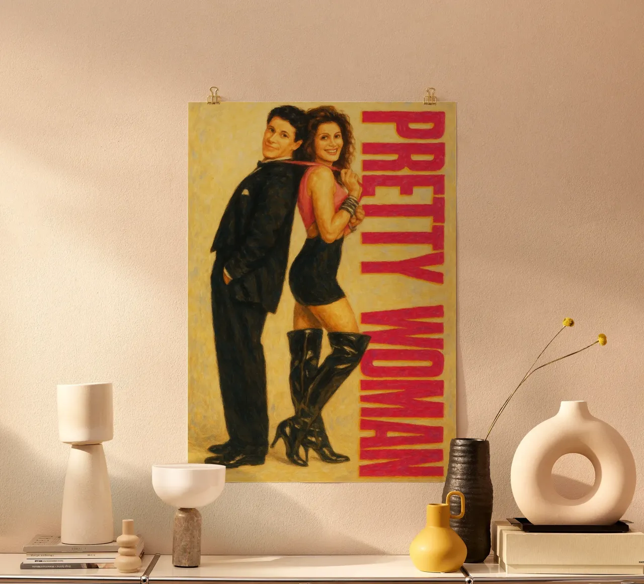 mooie vrouw vector verbeelding reproductie poster met aluminium frame van SIQAYA