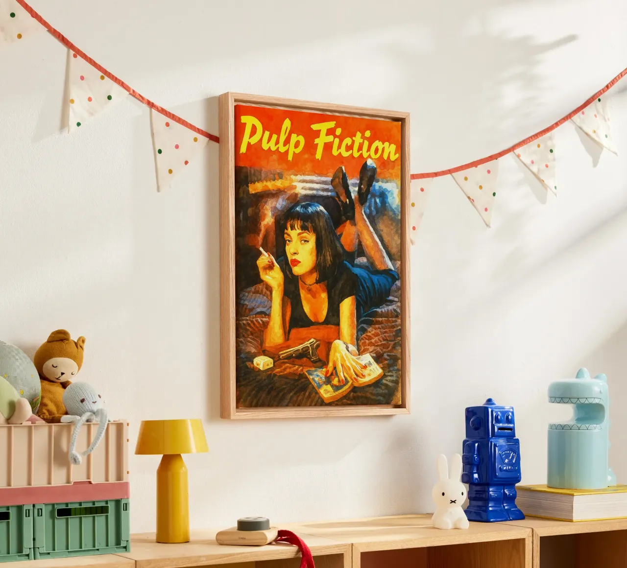 pulp fiction herschilderen verbeelding canvas met Baklijst van SIQAYA