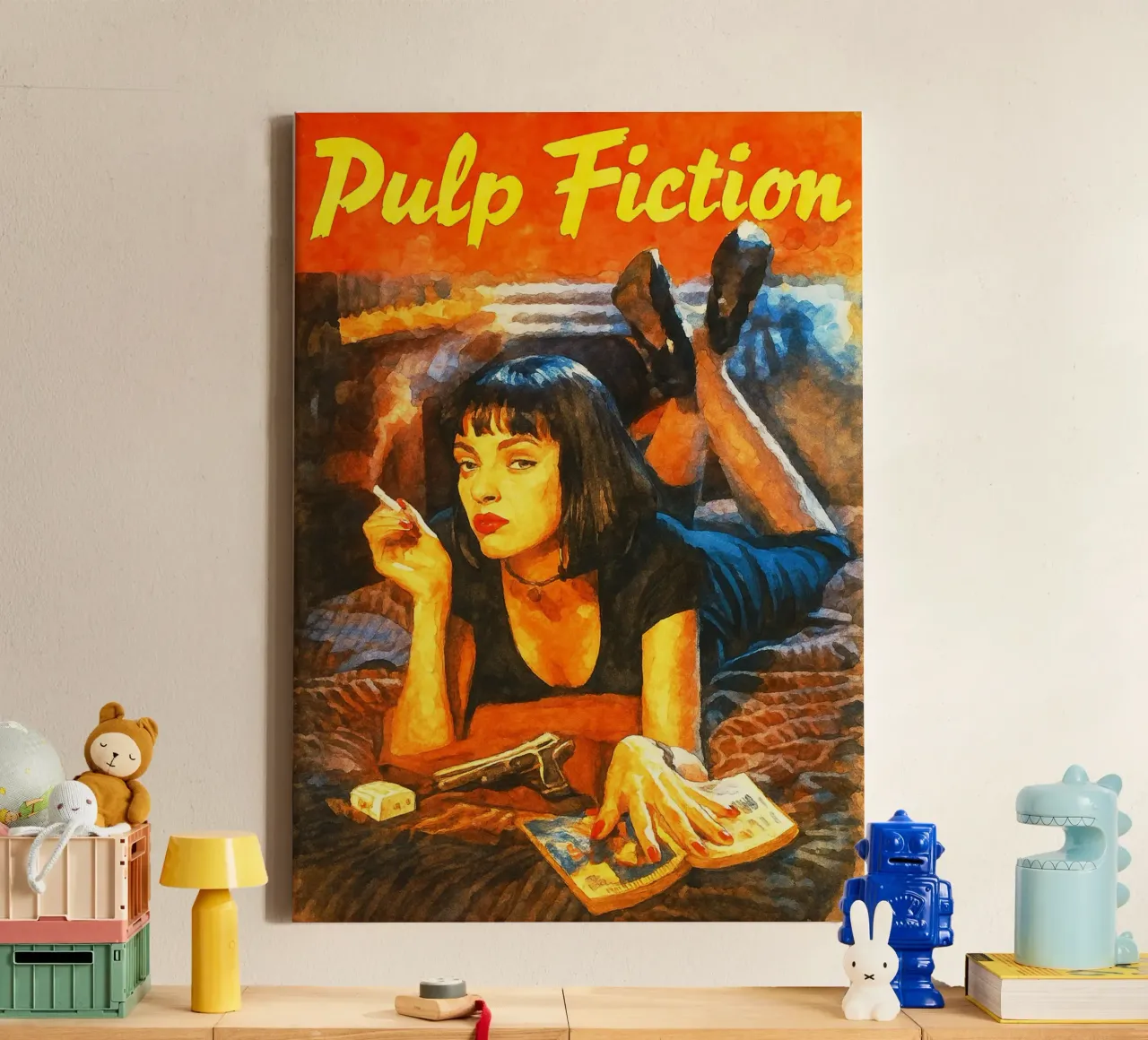 pulp fiction herschilderen verbeelding canvas met Baklijst van SIQAYA