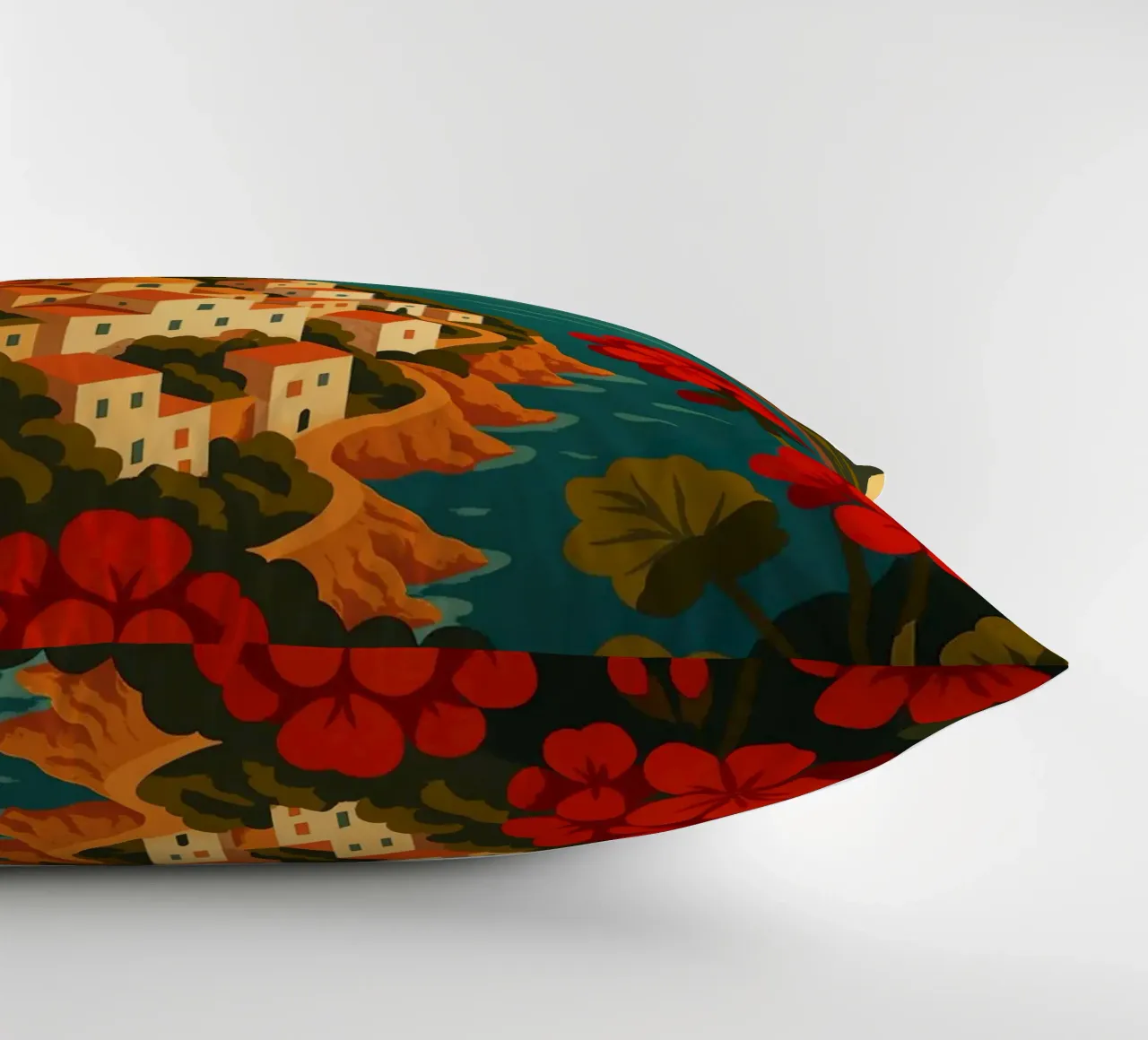 Affiche de voyage Capri - Vue de l'île colorée de la côte amalfitaine coussin de Wanderlust