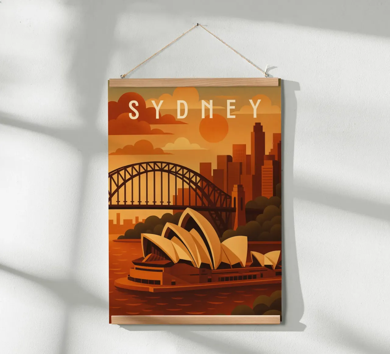 Sydney Travel Poster – Opera House and Harbour Skyline hahnemühle by Wanderlust