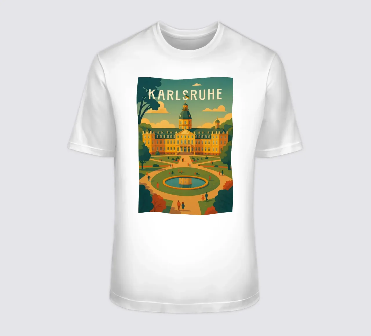 Poster di viaggio di Karlsruhe - Palazzo e giardini barocchi t-shirt da Wanderlust