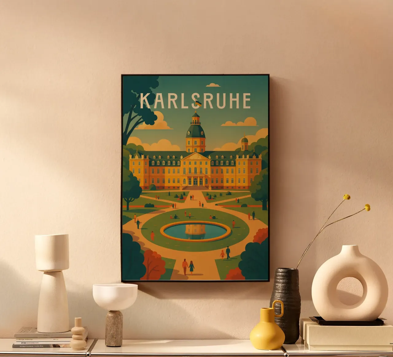 Poster di viaggio di Karlsruhe - Palazzo e giardini barocchi plexiglass da Wanderlust