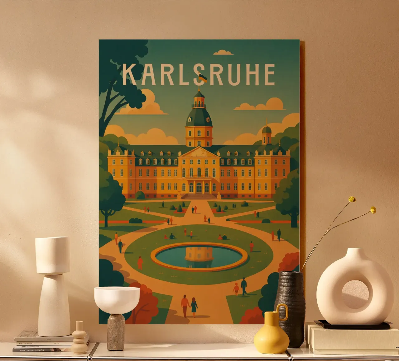 Poster di viaggio di Karlsruhe - Palazzo e giardini barocchi plexiglass da Wanderlust