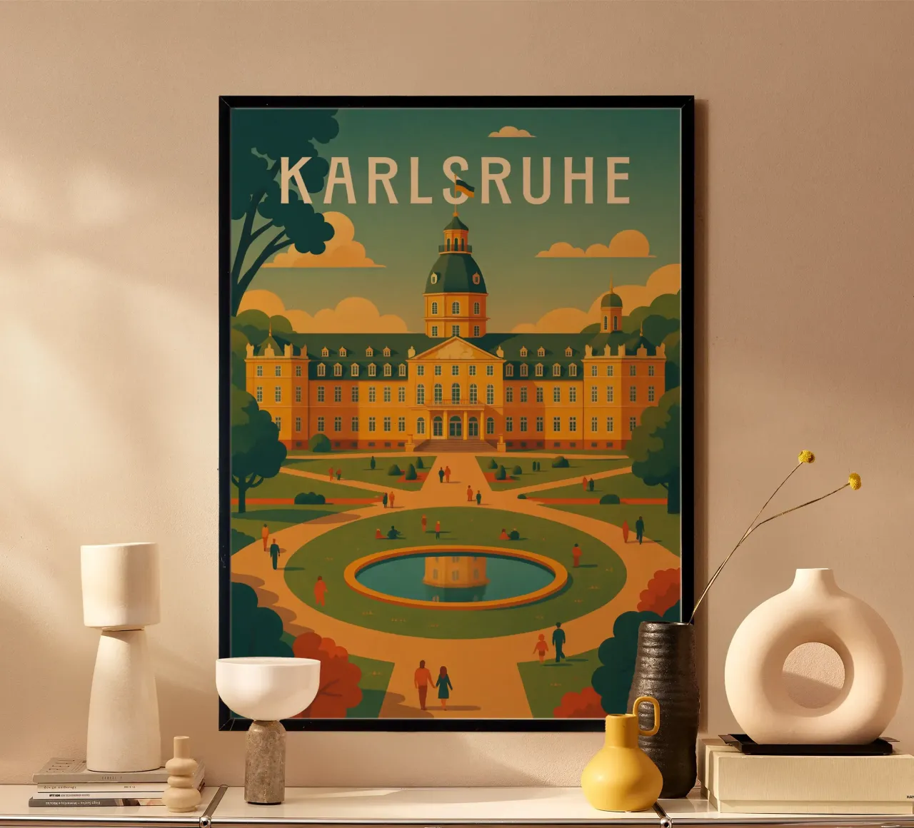 Poster di viaggio di Karlsruhe - Palazzo e giardini barocchi poster da Wanderlust