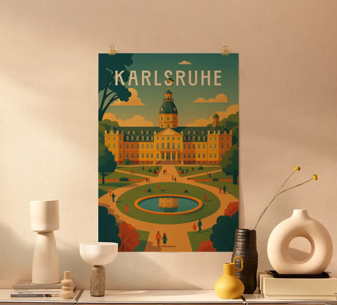 Poster di viaggio di Karlsruhe - Palazzo e giardini barocchi poster da Wanderlust