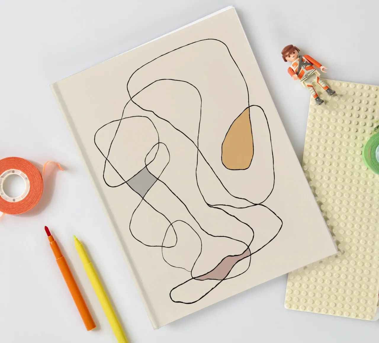 Minimal graceful line art abstract 23 notebook by Little Dean