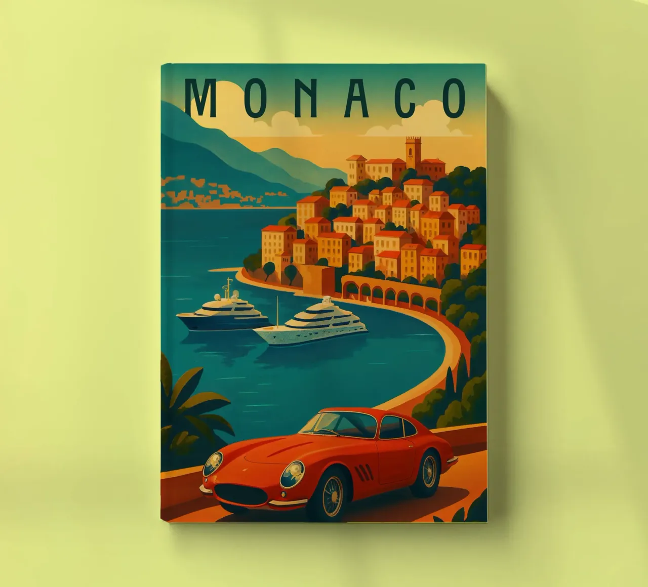 Monaco Travel Poster – Luxury Riviera with Cars and Yachts notebook by Wanderlust