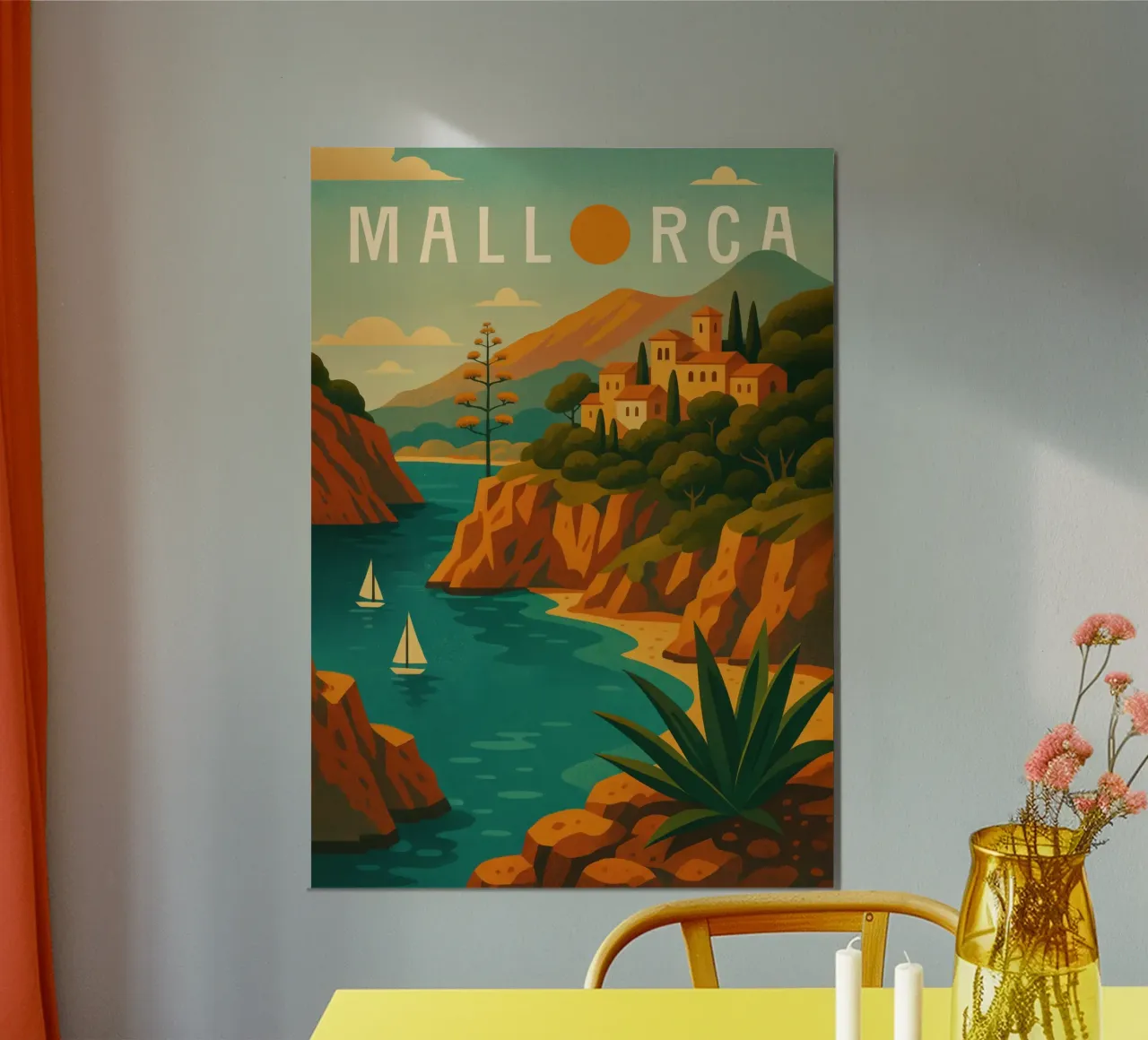Mallorca Reiseposter Spanien - Mittelmeer Klippen & Meer Br Poster von Wanderlust