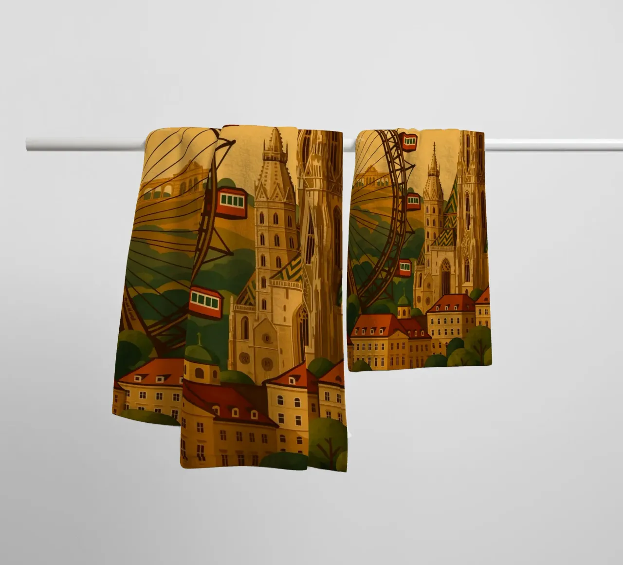 Wenen Reisposter Oostenrijk - Gotische Skyline & Historisch Gra badhanddoek van Wanderlust