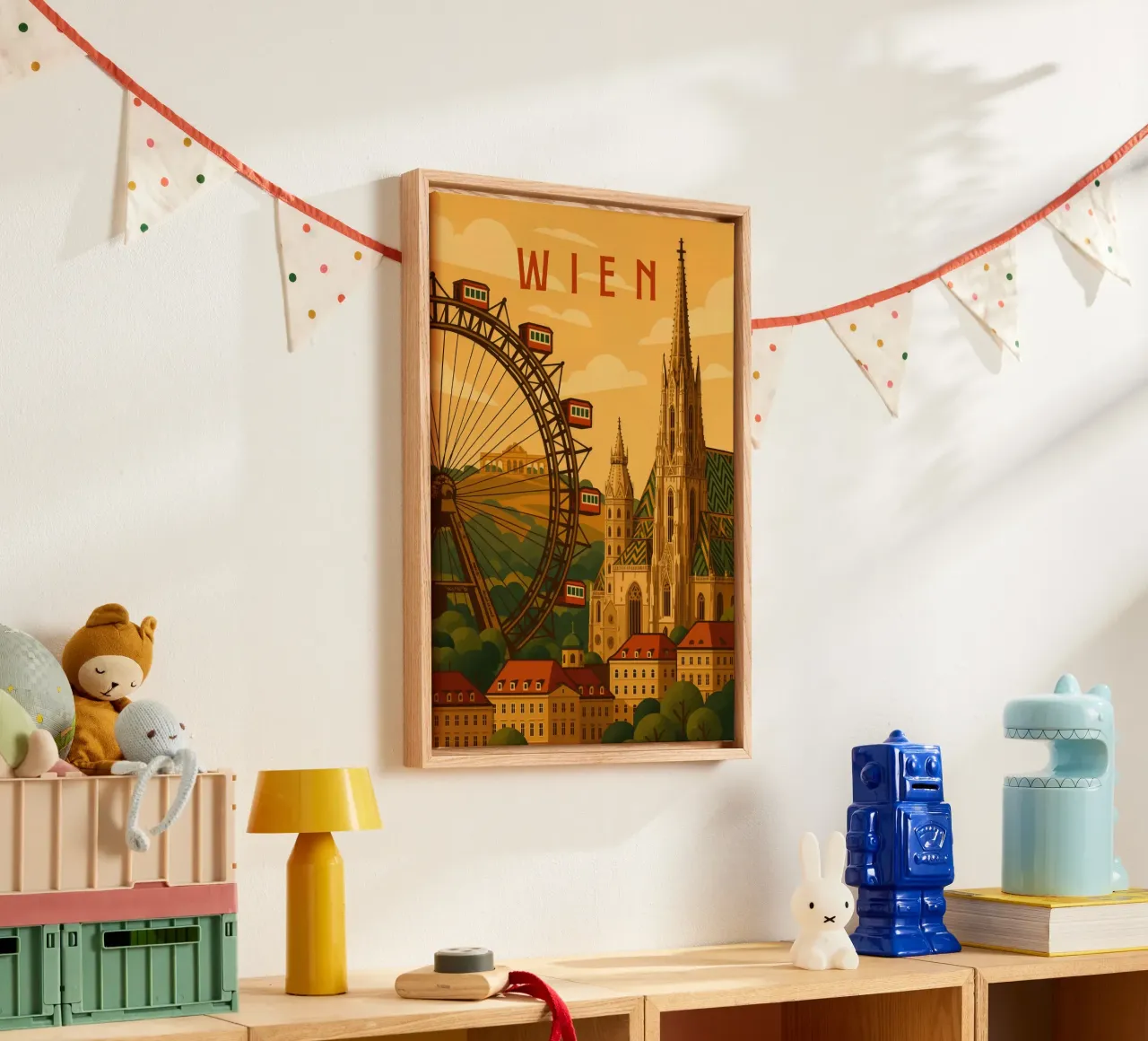 Wenen Reisposter Oostenrijk - Gotische Skyline & Historisch Gra canvas met Baklijst van Wanderlust