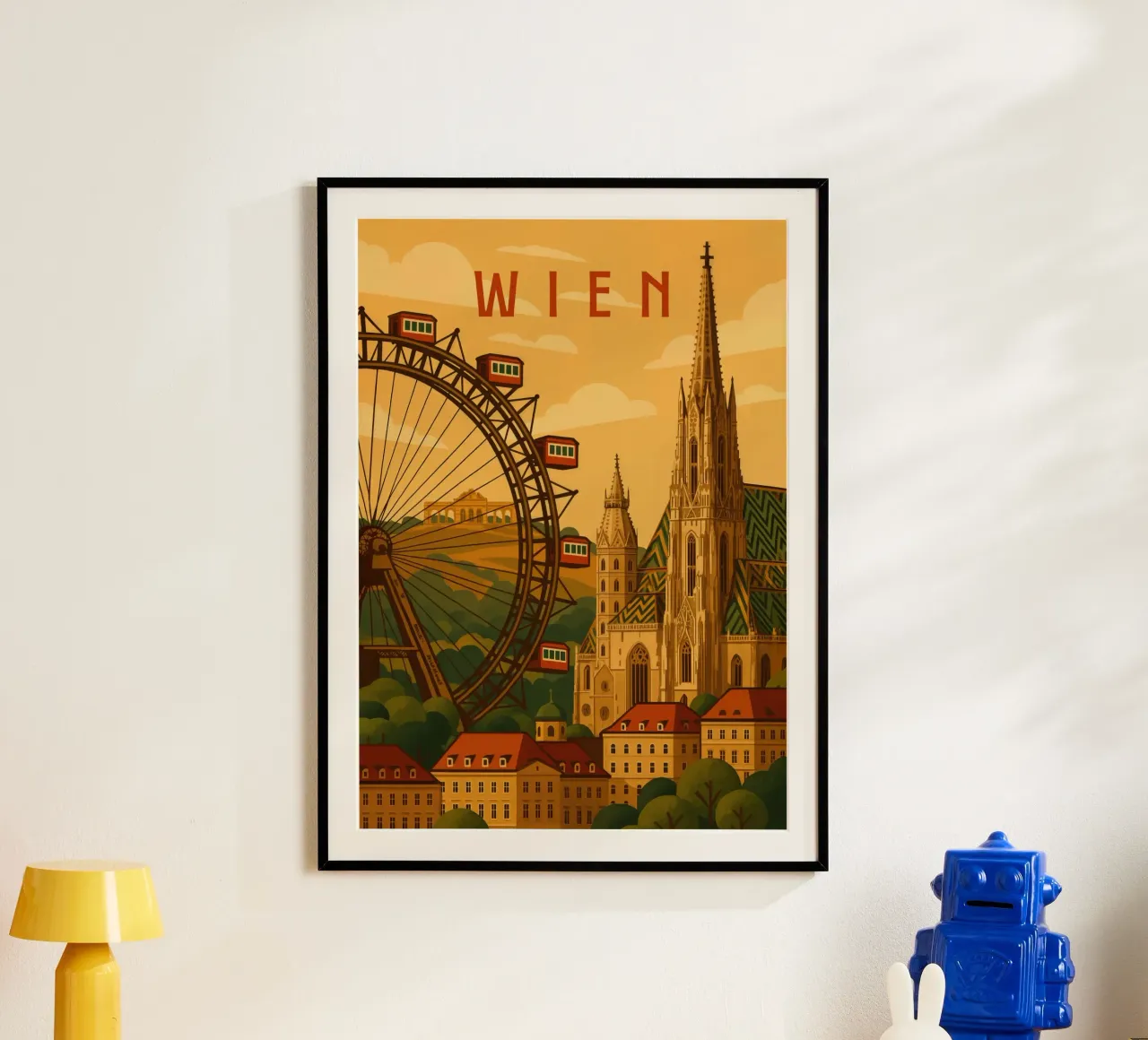 Wenen Reisposter Oostenrijk - Gotische Skyline & Historisch Gra hahnemühle van Wanderlust