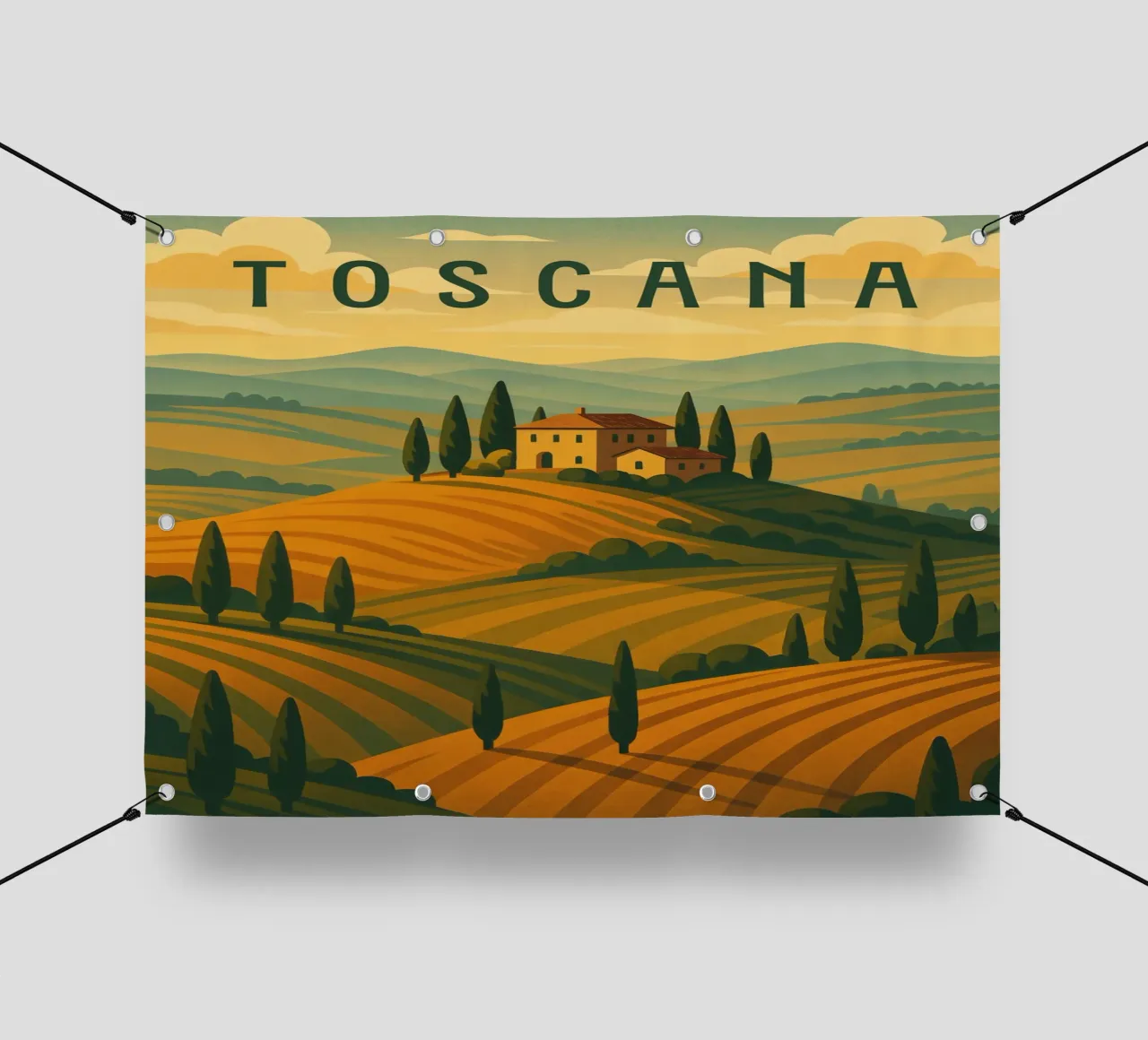 Poster di viaggio sulla Toscana - Colline ondulate e strade di cipressi telo in pvc da Wanderlust
