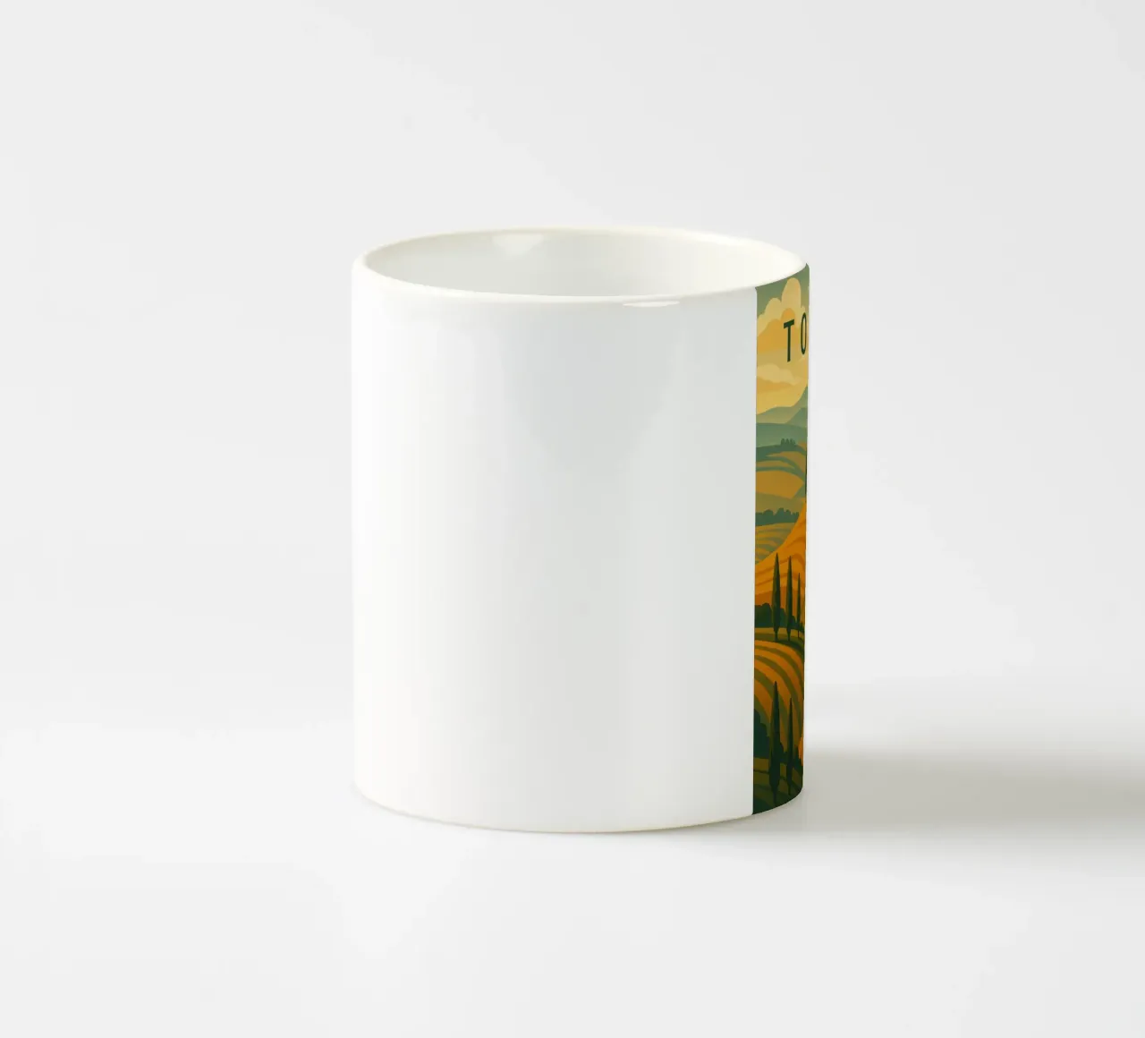 Poster di viaggio sulla Toscana - Colline ondulate e strade di cipressi tazza in ceramica da Wanderlust