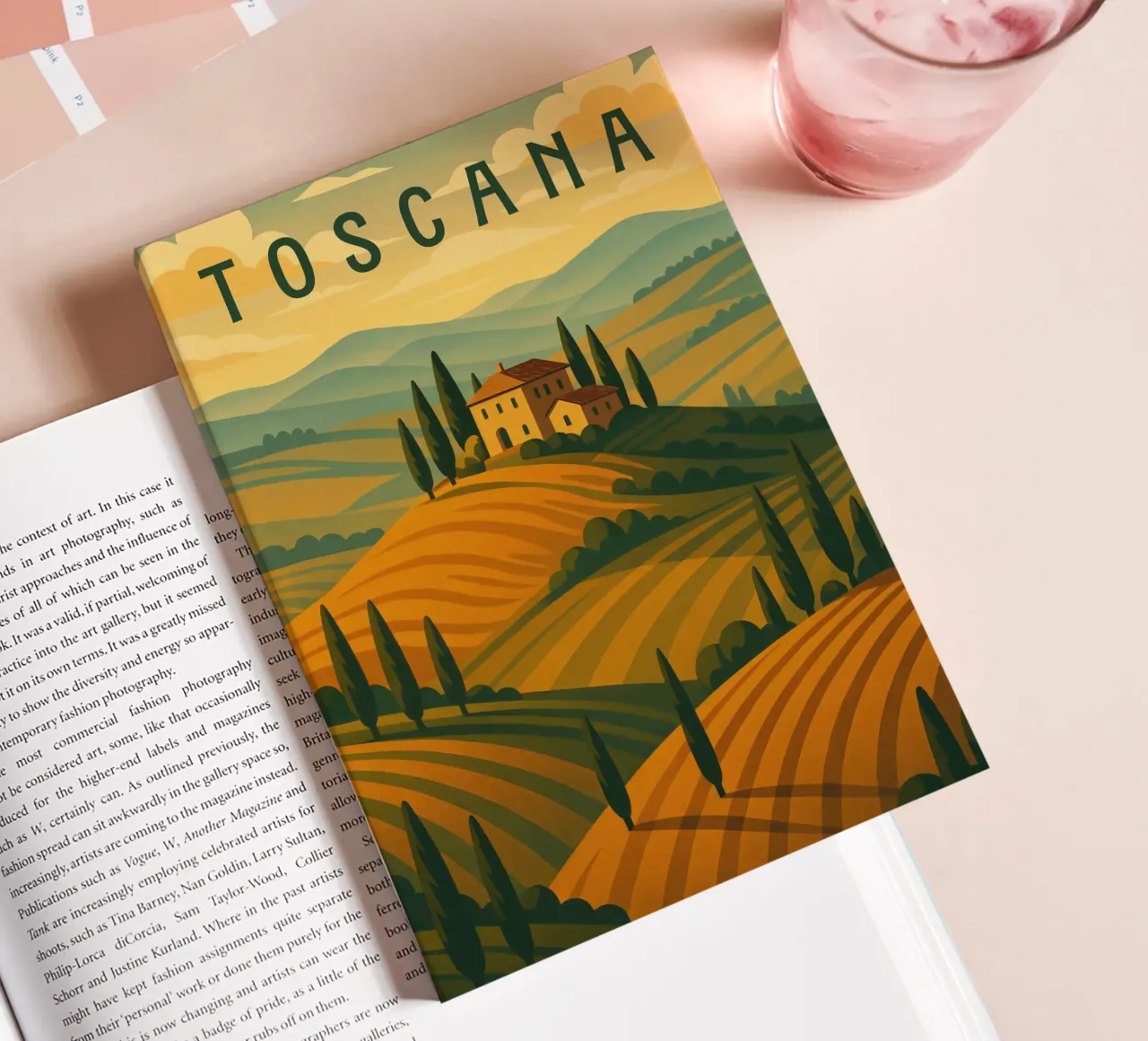 Tuscany Travel Poster Italy – Rolling Hills & Cypress Roads notebook by Wanderlust