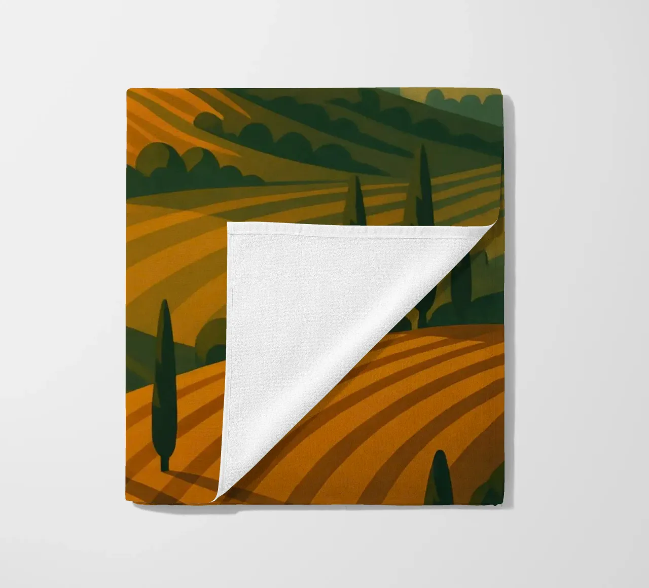 Tuscany Travel Poster Italy – Rolling Hills & Cypress Roads beach towel by Wanderlust